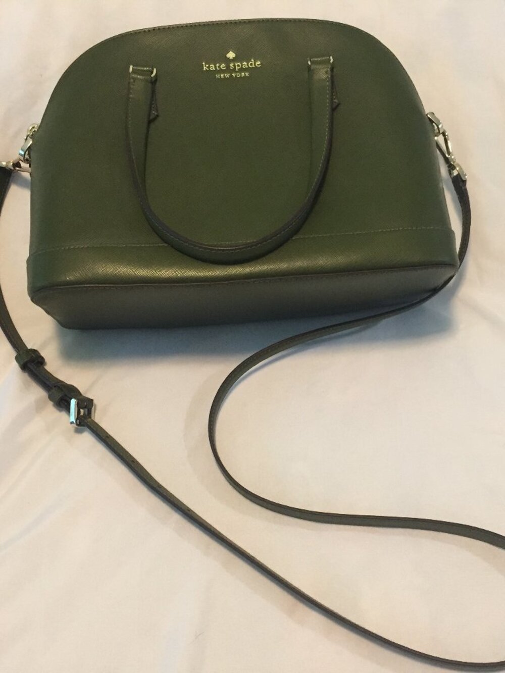 Kate Spade Sadie Leather Dome Satchel Crossbody Bag Purse Dark Green